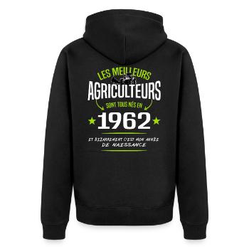 Agriculteur né en 1962 / naissance humour - Veste à capuche bio Premium Unisexe - noir - Dos - Nico (187cm)