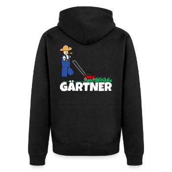 Gärtner Rasen mähen - Unisex Premium Bio Zip Hoodie - Schwarz - Hinten - Nico (187cm)