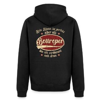 Bottrop Retro der perfekte Bottroper Mann Spruch - Unisex Premium Bio Zip Hoodie - Schwarz - Hinten - Nico (187cm)