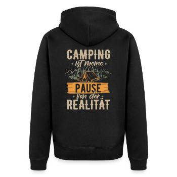 Camping Ist Meine Pause Von Der Realität Camper Wo - Unisex Premium Bio Zip Hoodie - Schwarz - Hinten - Nico (187cm)