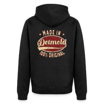 Made in Detmold 100 % original Detmolder Retro - Veste à capuche bio Premium Unisexe - noir - Dos - Nico (187cm)