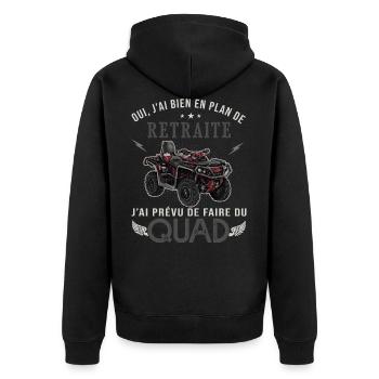 quad plan de retraite cadeau humour moto quad - Veste à capuche bio Premium Unisexe - noir - Dos - Nico (187cm)