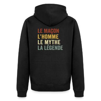le maçon l'homme le mythe la légende - Veste à capuche bio Premium Unisexe - noir - Dos - Nico (187cm)