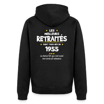 Retraite et 1955 cadeau humour retraité - Veste à capuche bio Premium Unisexe - noir - Dos - Nico (187cm)