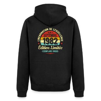 MILLÉSIME SEPTEMBRE 1982 ÉDITION LIMITÉE - Veste à capuche bio Premium Unisexe - noir - Dos - Nico (187cm)