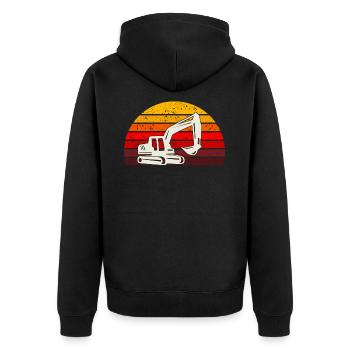 retro excavator t-shirt backhoe site - Unisex Premium Organic Zip Hoodie - black - Back - Nico (187cm)