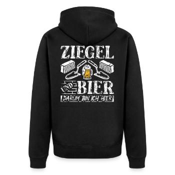 Ziegel und Bier für Handwerker Bauarbeiter Maurer - Unisex Premium Bio Zip Hoodie - Schwarz - Hinten - Nico (187cm)
