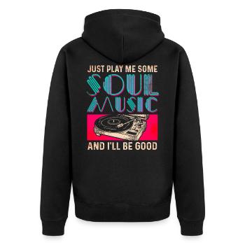 Soul Music - Unisex Premium Organic Zip Hoodie - black - Back - Nico (187cm)