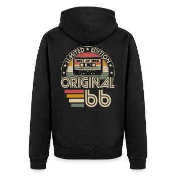 Born in 1966 Vintage Birthday Retro - Unisex Premium Organic Zip Hoodie - black - Back - Nico (187cm)