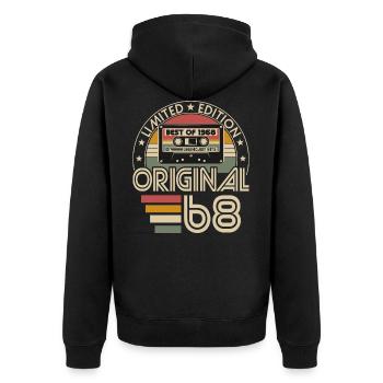 Born in 1968 Vintage Birthday Retro - Unisex Premium Organic Zip Hoodie - black - Back - Nico (187cm)