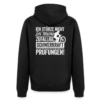 Ich Stürze Nicht Mountainbike Downhill Fahrradfahr - Unisex Premium Bio Zip Hoodie - Schwarz - Hinten - Nico (187cm)