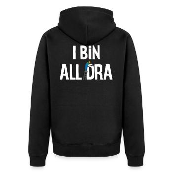 Vorarlberger Gsiberger Dialekt Mundart Spruch - Unisex Premium Bio Zip Hoodie - Schwarz - Hinten - Nico (187cm)