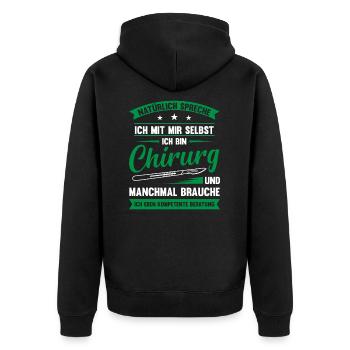 Natürlich Spreche Ich Mit Mir Selbst ich Bin Chiru - Unisex Premium Bio Zip Hoodie - Schwarz - Hinten - Nico (187cm)