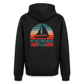 My retirement plan retro sailing sailboat - Unisex Premium Bio Zip Hoodie - Schwarz - Hinten - Nico (187cm)