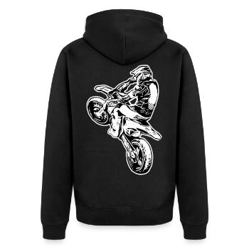 Supermoto / Supermotard / Supermoto Wheelie - Unisex Premium Organic Zip Hoodie - black - Back - Nico (187cm)