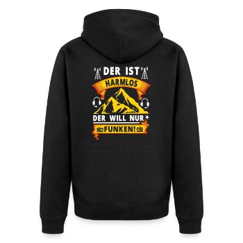 Funkamateur Funken Funker Hobby Amateurfunker - Unisex Premium Bio Zip Hoodie - Schwarz - Hinten - Nico (187cm)