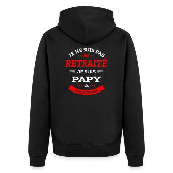 PAPY RETRAITÉ À PLEIN TEMPS - Veste à capuche bio Premium Unisexe - noir - Dos - Nico (187cm)