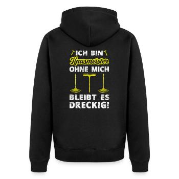 Handwerker Handwerk Beruf Hauswart Hausmeister - Unisex Premium Bio Zip Hoodie - Schwarz - Hinten - Nico (187cm)