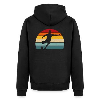 retro footballer t-shirt football - Veste à capuche bio Premium Unisexe - noir - Dos - Nico (187cm)