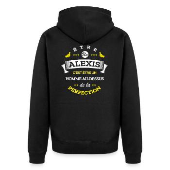 ALEXIS PARFAIT - NOM ALEXIS - Veste à capuche bio Premium Unisexe - noir - Dos - Nico (187cm)