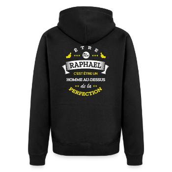 RAPHAEL PARFAIT - NOM RAPHAEL - Veste à capuche bio Premium Unisexe - noir - Dos - Nico (187cm)