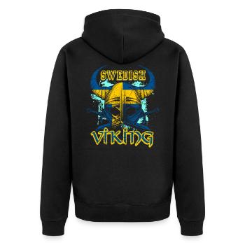 Schwedischer Wikinger - Unisex Premium Bio Zip Hoodie - Schwarz - Hinten - Nico (187cm)