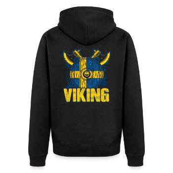 Schwedischer Wikinger - Unisex Premium Bio Zip Hoodie - Schwarz - Hinten - Nico (187cm)
