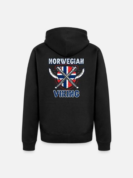 Norweski Wiking - Ekologiczna rozpinana bluza z kapturem Premium unisex - czarny