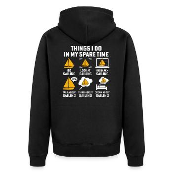 things i do in my spare time go sailing sail - Unisex Premium Organic Zip Hoodie - black - Back - Nico (187cm)
