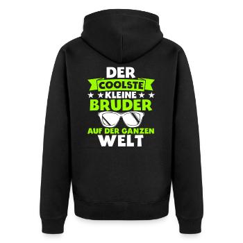 Der Coolste Kleine Bruder Auf Der Ganzen Welt Gesc - Unisex Premium Bio Zip Hoodie - Schwarz - Hinten - Nico (187cm)