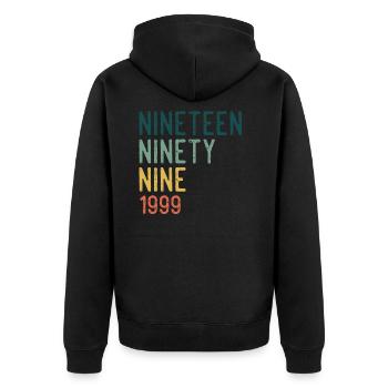 Vintage 1999 99 Birthday Retro Vintage Gift - Unisex Premium Organic Zip Hoodie - black - Back - Nico (187cm)