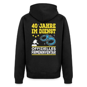 40 Jähriges Dienstjubiläum Firmenjubiläum Geschenk - Unisex Premium Bio Zip Hoodie - Schwarz - Hinten - Nico (187cm)