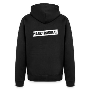 Kapitalist neoliberal freiheit aktien libertär - Unisex Premium Bio Zip Hoodie - Schwarz - Hinten - Nico (187cm)