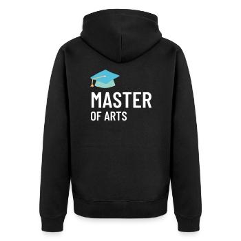 Master of Arts abschluss studieren uni thesis - Unisex Premium Bio Zip Hoodie - Schwarz - Hinten - Nico (187cm)