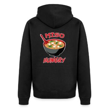 Miso Hungry - Drôles de jeux de mots japonais - Veste à capuche bio Premium Unisexe - noir - Dos - Nico (187cm)