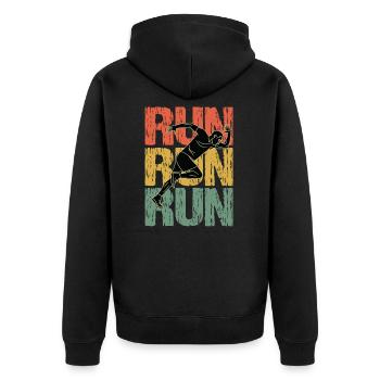 Run Run Run Vintage Running Guy - Unisex Premium Organic Zip Hoodie - black - Back - Nico (187cm)