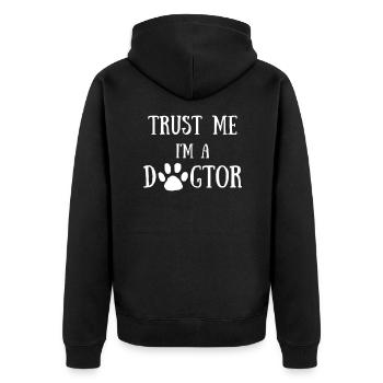 Dogtor hunde süß flauschig tierarzt humor lustig - Unisex Premium Bio Zip Hoodie - Schwarz - Hinten - Nico (187cm)