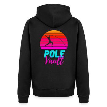 Stabhochsprung leichtathletik sport fitness retro - Unisex Premium Bio Zip Hoodie - Schwarz - Hinten - Nico (187cm)