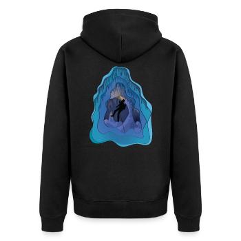 Caver - Spéléologie, Spéléologie, Spéléologie - Veste à capuche bio Premium Unisexe - noir - Dos - Nico (187cm)