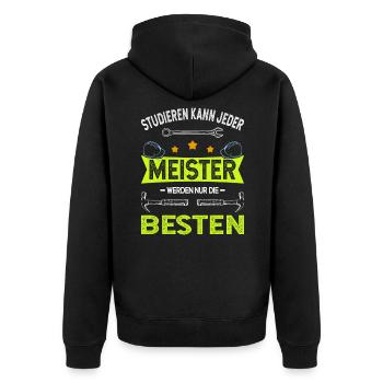 Studieren kann jeder coole Meisterprüfung Meister - Unisex Premium Bio Zip Hoodie - Schwarz - Hinten - Nico (187cm)
