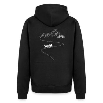 Kutscher kutsche zugtier fahrzeug romantisch - Unisex Premium Bio Zip Hoodie - Schwarz - Hinten - Nico (187cm)