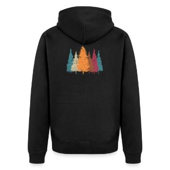 Retro Forest Nature Gift Idea - Unisex Premium Organic Zip Hoodie - black - Back - Nico (187cm)