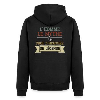 Prof - Histoire - Cadeau - Ecole - Homme - Mythe - Veste à capuche bio Premium Unisexe - noir - Dos - Nico (187cm)
