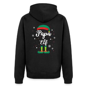 Weihnachten Papa Elf Familie Geschenkidee - Unisex Premium Bio Zip Hoodie - Schwarz - Hinten - Nico (187cm)