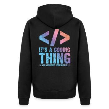 Programmer - Unisex Premium Organic Zip Hoodie - black - Back - Nico (187cm)