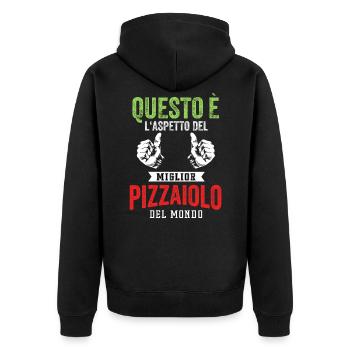 Pizzaiolo migliore del mondo regalo divertente - Unisex Premium Bio Zip Hoodie - Schwarz - Hinten - Nico (187cm)