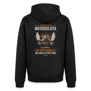 Papà Motociclista Più Figo Moto per Festa del Papà - Unisex Premium Bio Zip Hoodie - Schwarz - Hinten - Nico (187cm)