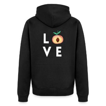 Aprikose obst frucht essen süß pfirsich geschenk - Unisex Premium Bio Zip Hoodie - Schwarz - Hinten - Nico (187cm)