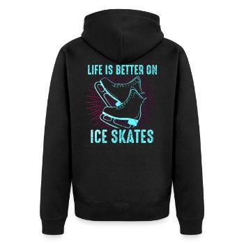 Schlittschuhlaufen Eiskunstlauf - Unisex Premium Bio Zip Hoodie - Schwarz - Hinten - Nico (187cm)