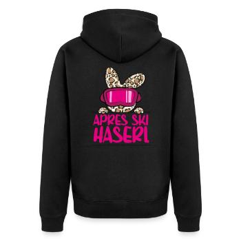 Après Skihaserl - Skifahrerin Apres Ski Party - Unisex Premium Bio Zip Hoodie - Schwarz - Hinten - Nico (187cm)